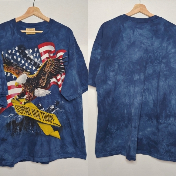The Mountain Support our Troops Short Sleeve Graphic Tee Eagle Flag USA XL 2005
